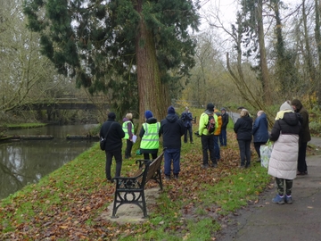 group of people walking in Brueton park